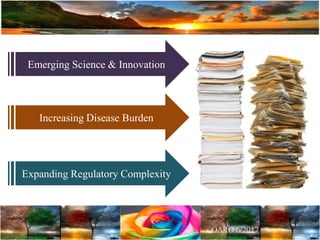 Emerging Science & Innovation
Increasing Disease Burden
Expanding Regulatory Complexity
 