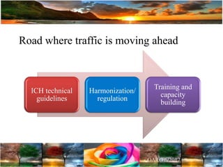 Road where traffic is moving ahead
ICH technical
guidelines
Harmonization/
regulation
Training and
capacity
building
 