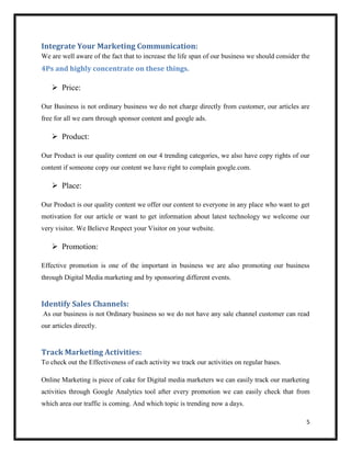 10 elements of good marketing plan final project | PDF