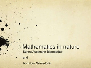 Mathematics in nature
Sunna Austmann Bjarnadóttir

and
Þórhildur Grímsdóttir

 