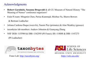 Franz. 2014. Explaining taxonomy's legacy to computers – how and why? Slide 96