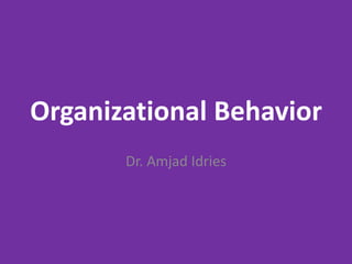 Organizational Behavior
Dr. Amjad Idries
 