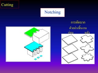 Notching
ตัวอย่างชิ้นงาน
ก่อน หลัง
การตัดบาก
Cutting
 