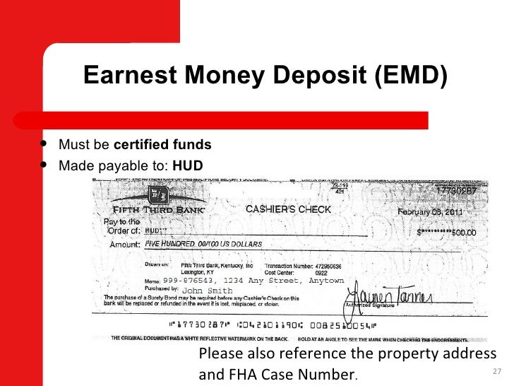 earnest money deposit and va loans