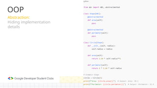 Abstraction:
Hiding implementation
details
OOP
 