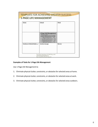 1-Page Life Management with Notes and Exercises