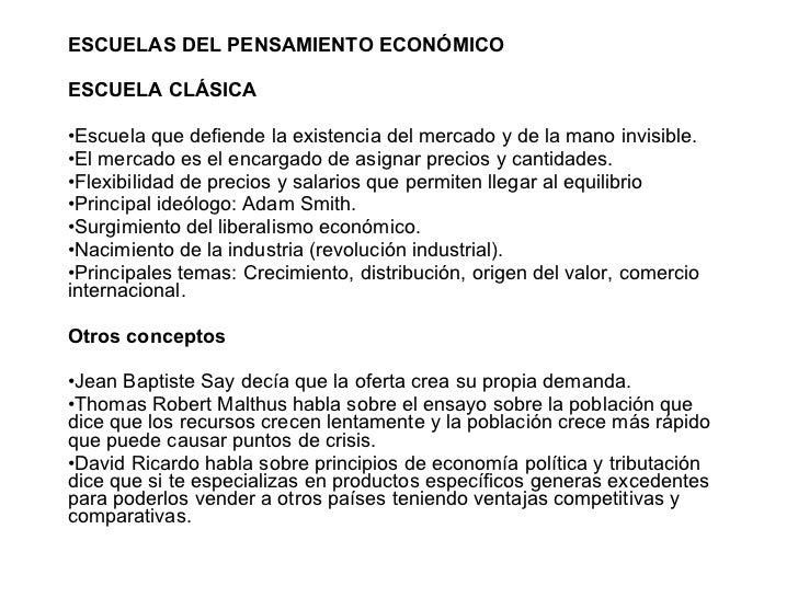 Escuelas Pensamiento Clasico Macroeconomico