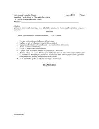 1º Parcial Curriculo Parvularia