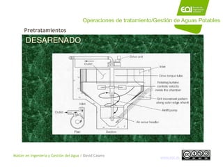 Máster en Ingeniería y Gestión del Agua / David Casero
www.eoi.es
Pretratamientos
Operaciones de tratamiento/Gestión de Ag...