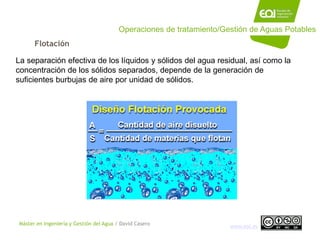 Máster en Ingeniería y Gestión del Agua / David Casero
www.eoi.es
Operaciones de tratamiento/Gestión de Aguas Potables
Flo...