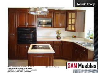 •Puer t as f abr i cadas en mader a de enci no        •C er t a de f or m ca
                                                        ubi              i
•I nt er i or es m am ni cos col or bl anco
                  el i
•Jal ader as en acabado t i po acer o i noxi dabl e
•Tar j a de 2 t i nas acer o i noxi dabl e
 