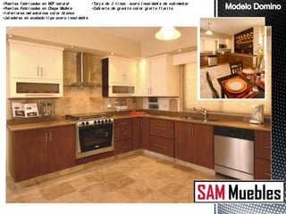 •Puer t as f abr i cadas en M F nat ur al
                             D                      •Tar j a de 2 t i nas acer o i noxi dabl e de sub-m aront
•Puer t as Fabr i cadas en C hapa M ader a          •C er t a de gr ani t o col or gi al l o f l or i t o
                                                      ubi
•I nt er i or es m am ni cos col or bl anco
                  el i
•Jal ader as en acabado t i po acer o i noxi dabl e
 