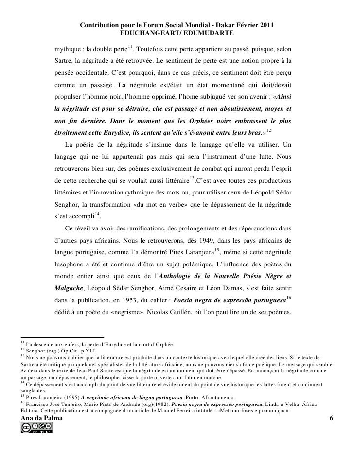 exemple dissertation sur la negritude