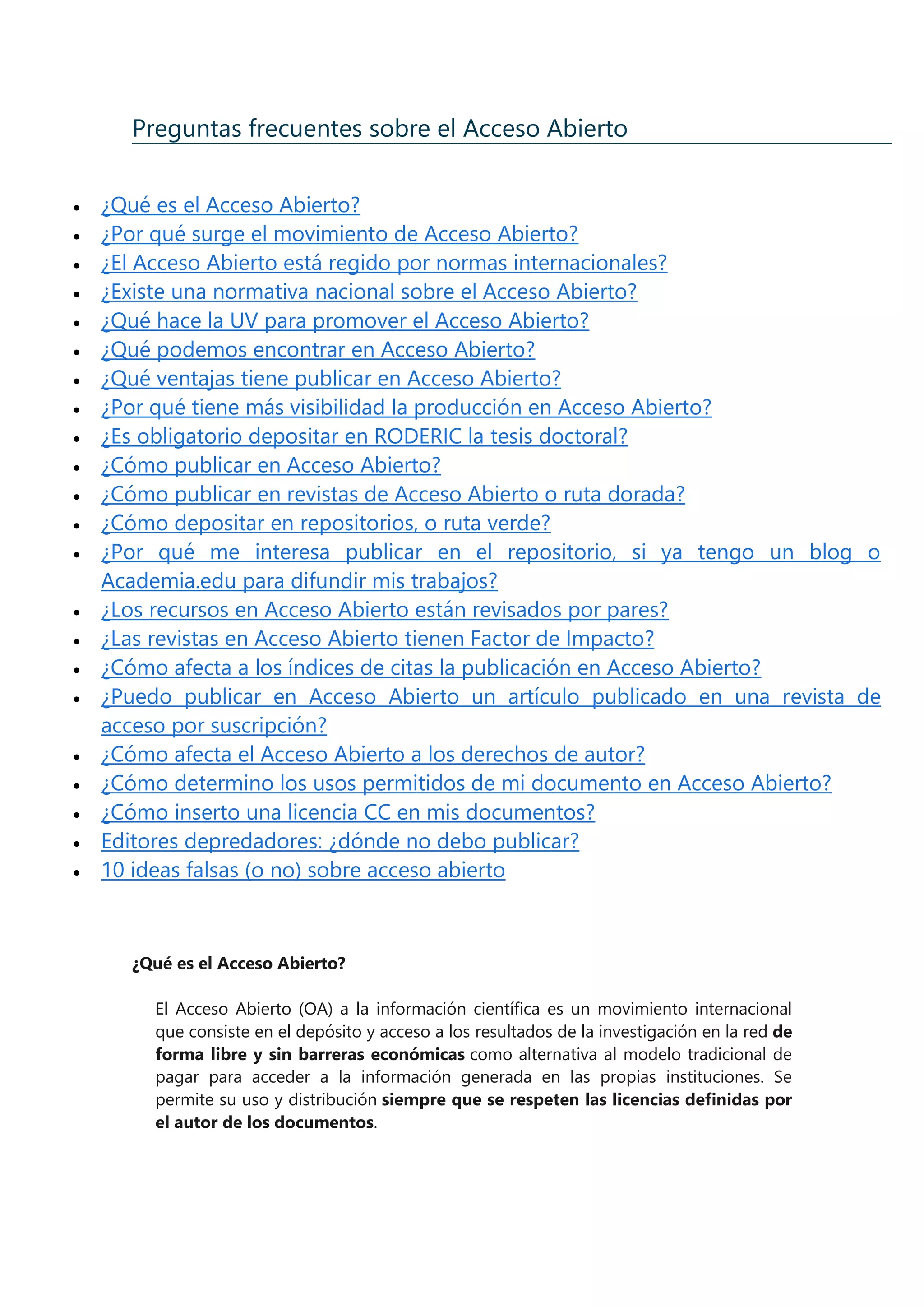 10 preguntas frecuentes sobre acceso abierto | PDF