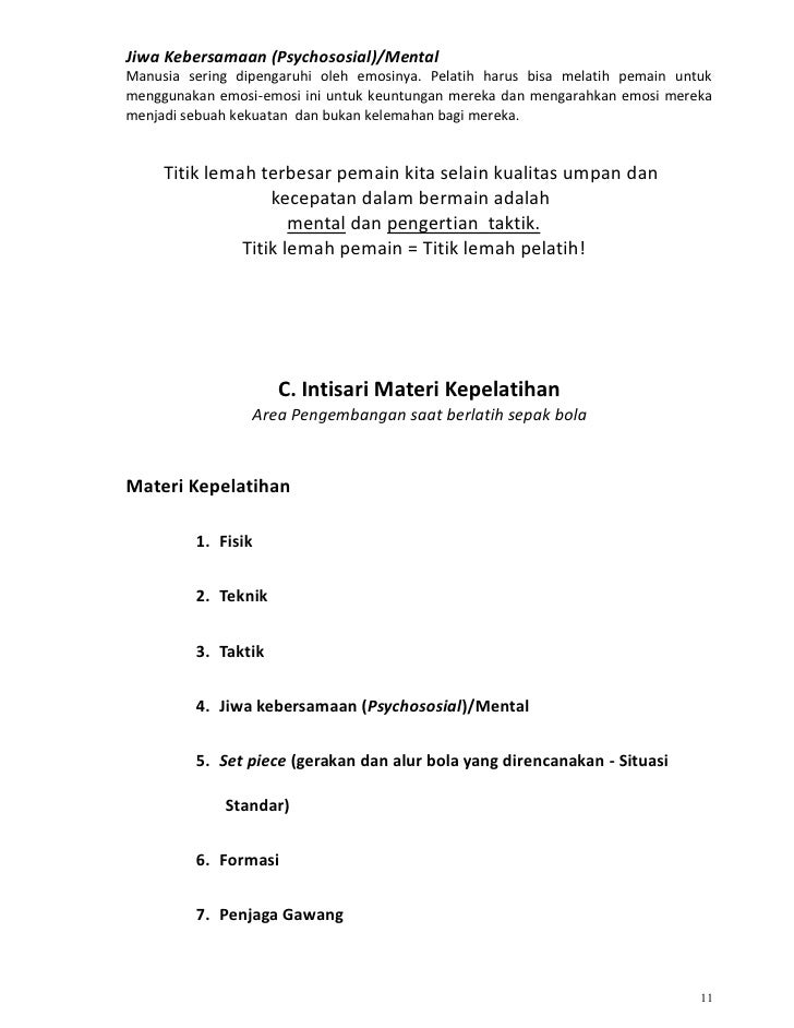 Kurikulum Sepak Bola Indonesia Bag 1