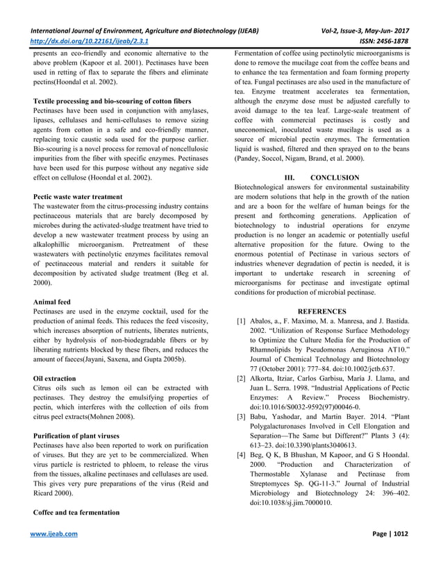 Pectinase Substrate, Production and their Biotechnological Applications