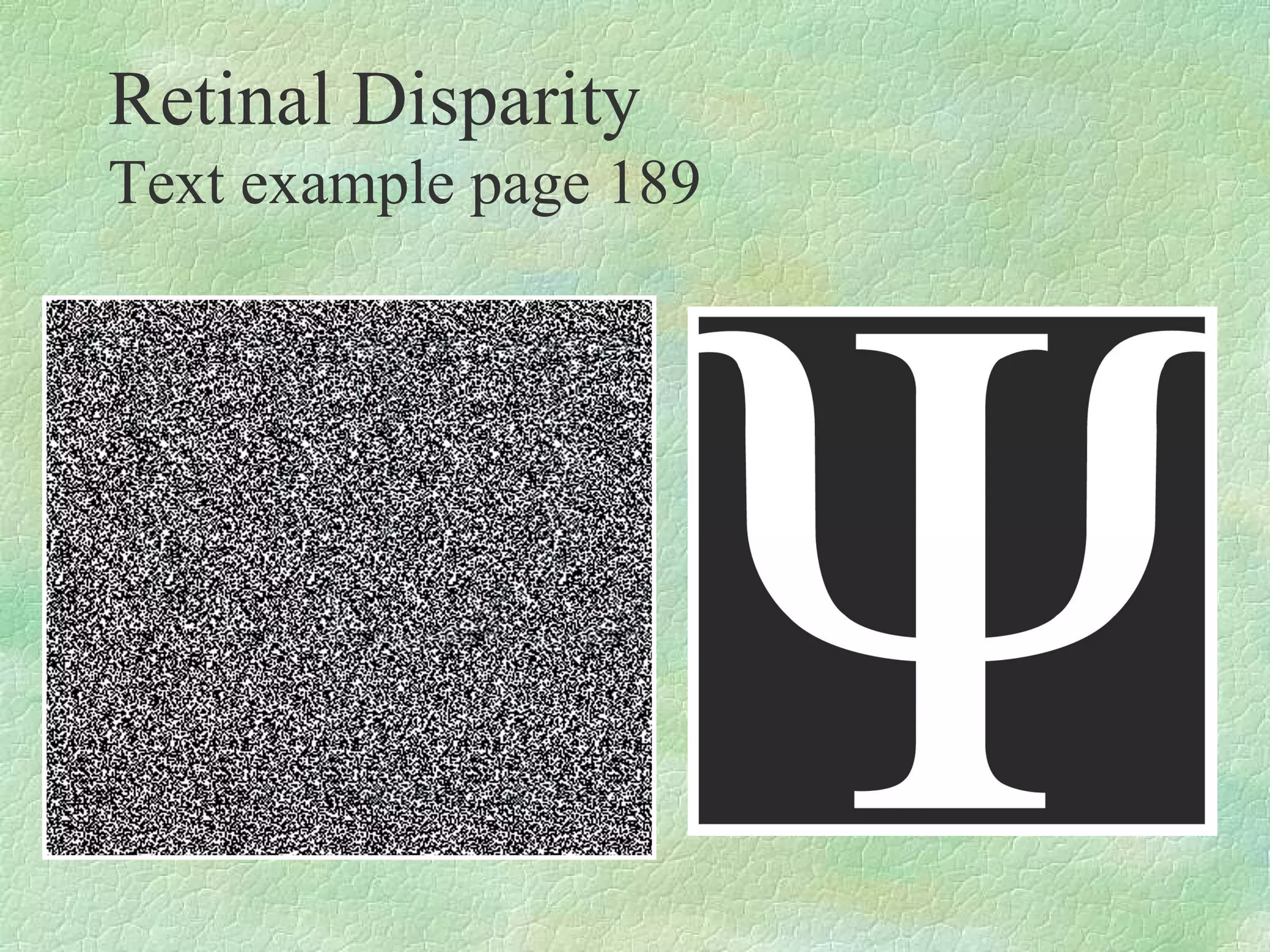 Retinal Disparity
Text example page 189
 