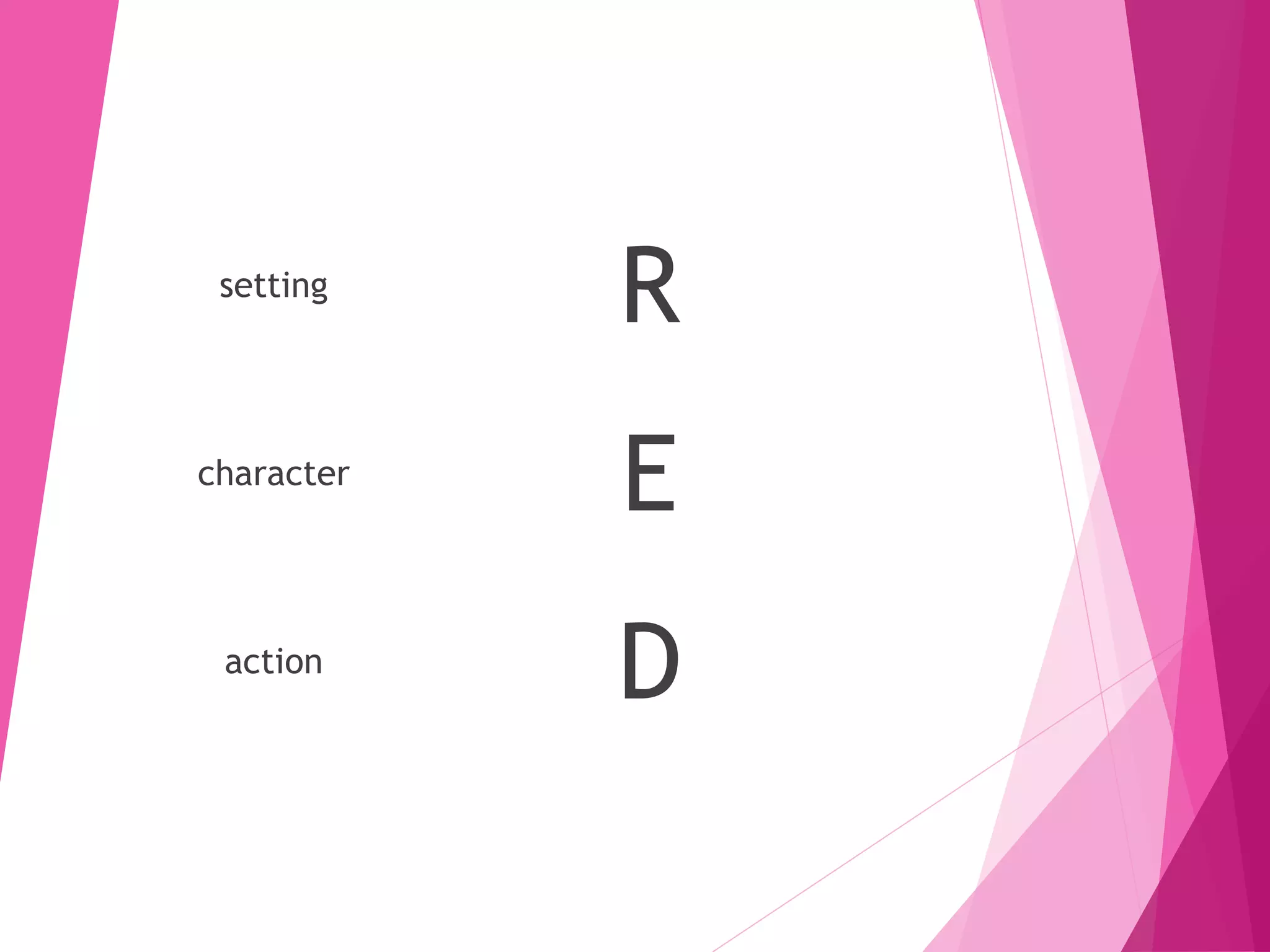 setting
R
character
E
action
D
 