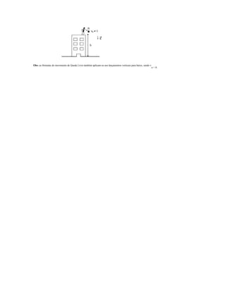 Obs: as fórmulas do movimento de Queda Livre também aplicam-se aos lançamentos verticais para baixo, sendo v
o > 0.
 