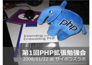 1 PHP
2008/01/22 at
photo by Sara Golemon (flickr.com/photos/pollita/2093670535/)