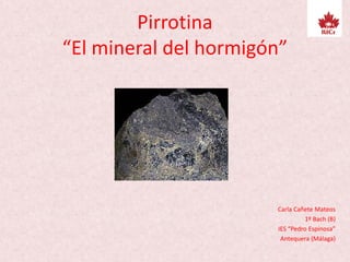 Pirrotina
“El mineral del hormigón”
Carla Cañete Mateos
1º Bach (B)
IES “Pedro Espinosa”
Antequera (Málaga)
 