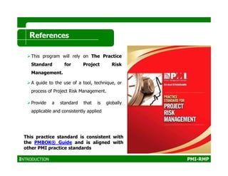 pmi rmp riskmanagementstandardandcertificationoverview... 1_PMI-RMP_Project Risk Management Plan | PDF