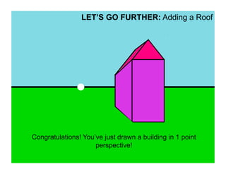 LET’S GO FURTHER: Adding a Roof




Congratulations! You’ve just drawn a building in 1 point
                     perspective!
 