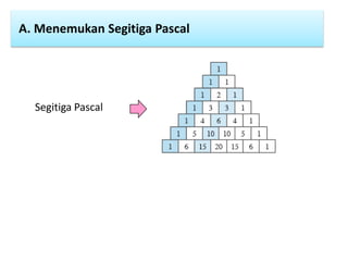 A. Menemukan Segitiga Pascal
Segitiga Pascal
 