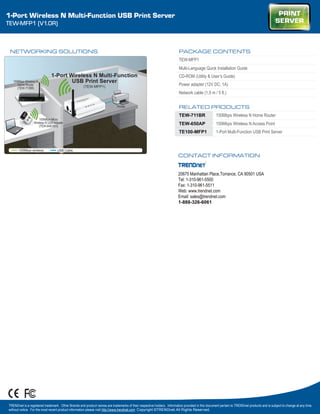 Wireless 1 Port USB Print Server
