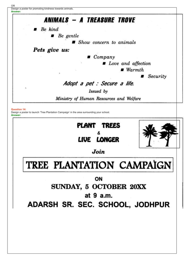 Poster Making Grade 11 English CBSE