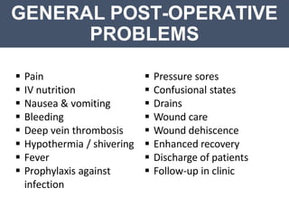 post operative care and compilcations slides | PPTX