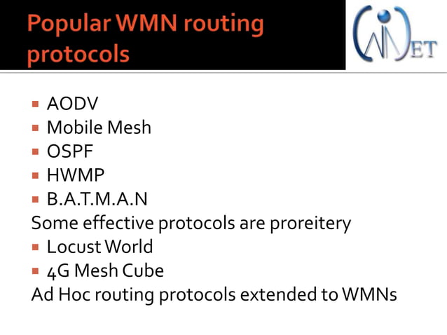 Wireless mesh networkk routing | PPTX