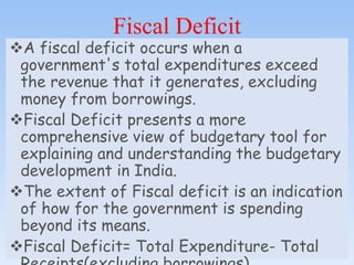 Fiscal Deficit
A fiscal deficit occurs when a
government's total expenditures exceed
the revenue that it generates, exclu...