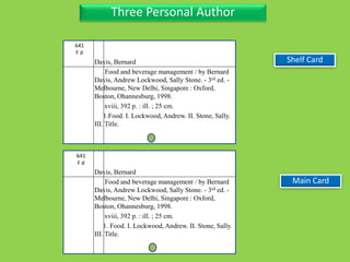 Three Personal Author
Davis, Bernard
Food and beverage management / by Bernard
Davis, Andrew Lockwood, Sally Stone. - 3rd ed. -
Melbourne, New Delhi, Singapore : Oxford,
Boston, Ohannesburg, 1998.
xviii, 392 p. : ill. ; 25 cm.
1.Food. I. Lockwood, Andrew. II. Stone, Sally.
III. Title.
Main Card
Davis, Bernard
Food and beverage management / by Bernard
Davis, Andrew Lockwood, Sally Stone. - 3rd ed. -
Melbourne, New Delhi, Singapore : Oxford,
Boston, Ohannesburg, 1998.
xviii, 392 p. : ill. ; 25 cm.
1. Food. I. Lockwood, Andrew. II. Stone, Sally.
III. Title.
Shelf Card
641
F d
641
F d
 