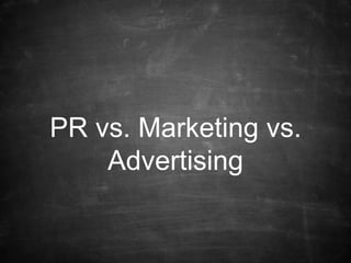 PR vs. Marketing vs.
Advertising
 