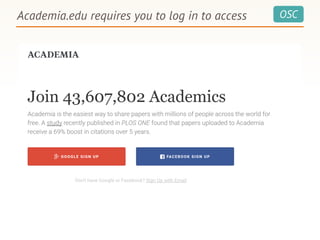 OSCAcademia.edu requires you to log in to access
 
