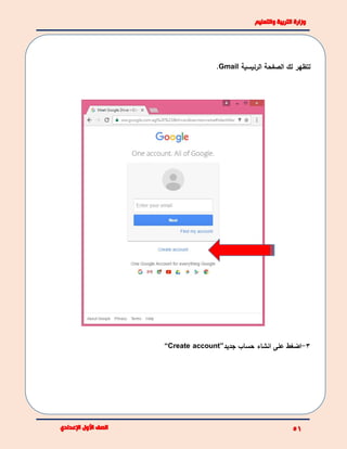 ‫لتظهر‬‫الرئيسية‬ ‫الصفحة‬ ‫لك‬Gmail.
3-‫حساب‬ ‫انشاء‬ ‫على‬ ‫اضغط‬‫جديد‬“Create account”
 
