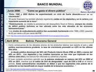 BANCO MUNDIAL 
49 
Junio 2006: “Como se gasta el dinero público” 
• “Entre 1998 y 2005 Bolivia ha experimentado un ciclo d...