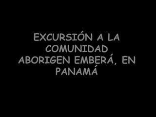 EXCURSIÓN A LA COMUNIDAD ABORIGEN EMBERÁ, EN PANAMÁ 