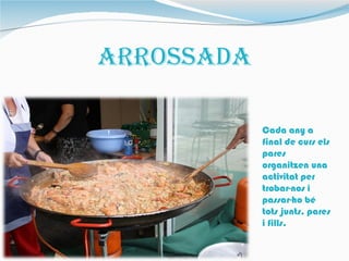 arrossaDa

            Cada any a
            final de curs els
            pares
            organitzen una
            activitat per
            trobar-nos i
            passar-ho bé
            tots junts, pares
            i fills.
 