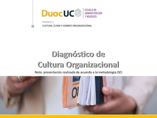 Diagnóstico de
Cultura Organizacional
CULTURA, CLIMA Y CAMBIO ORGANIZACIONAL
RHA6013 /
Diagnóstico de
Cultura Organizacional
Nota: presentación realizada de acuerdo a la metodología OCI
 