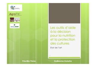 Les outils d’aide
                   à la décision
                   pour la nutrition
                   et la protection
                   des cultures
                   Etat de l’art


                   1



Priscillia Théas       Guillaume Dutartre
 