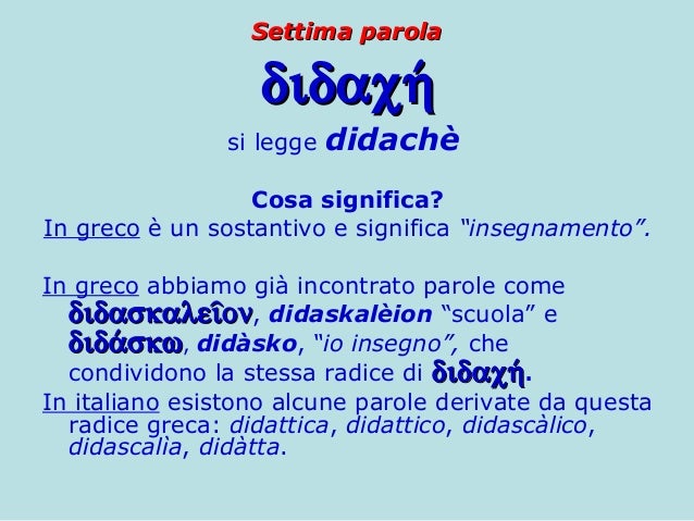 Parole Italiane Derivate Dal Greco Antico