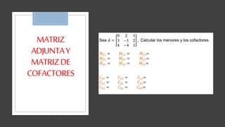 MATRIZ
ADJUNTAY
MATRIZDE
COFACTORES
 