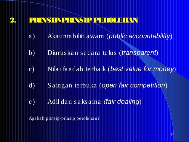 Prinsip, Objektif dan Dasar Perolehan