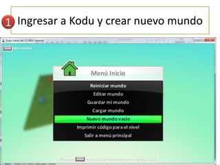 1 Ingresar a Kodu y crear nuevo mundo
 