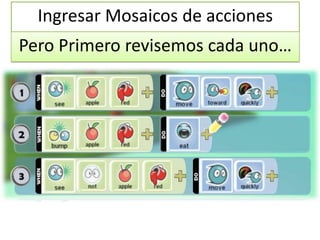 Ingresar Mosaicos de acciones
Pero Primero revisemos cada uno…
 