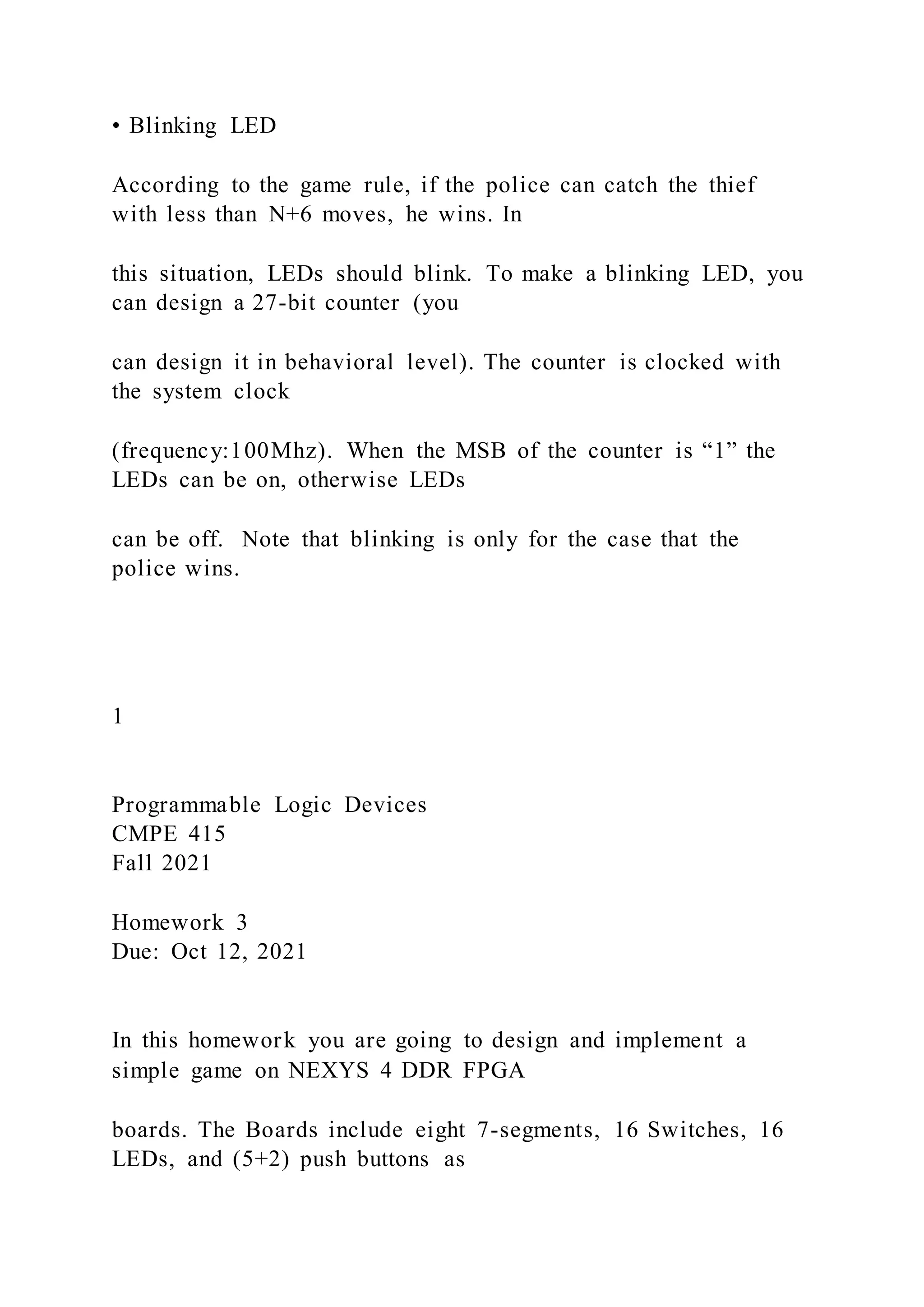 1 Programmable Logic Devices CMPE 415 Fall 2021 | DOCX