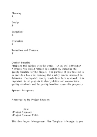 Project Disclaimer 1 Project Management Plan Disclaimer The inform | DOCX
