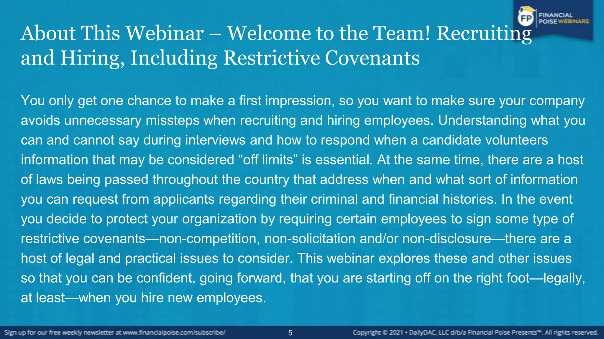 Recruiting and Hiring, Including Restrictive Covenants (Series